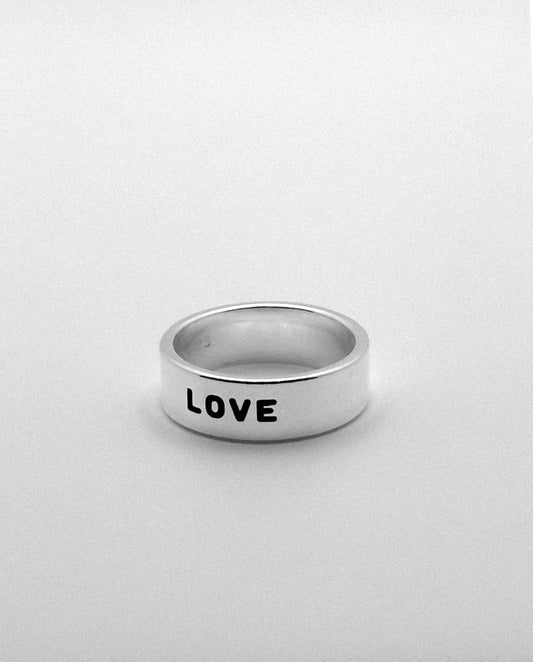 Silver Ring 6mm Engraved "LOVE"