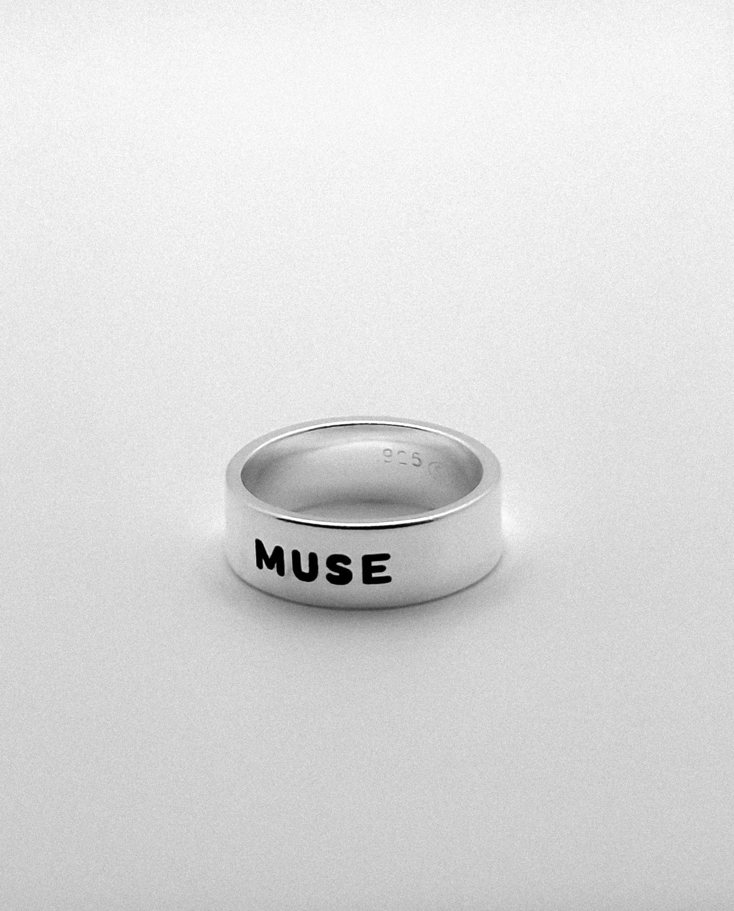 Silver Ring 6mm Engraved "MUSE"
