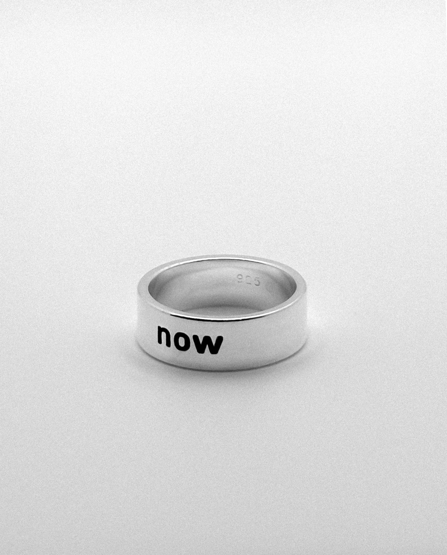Silver Ring 6mm Engraved "now"
