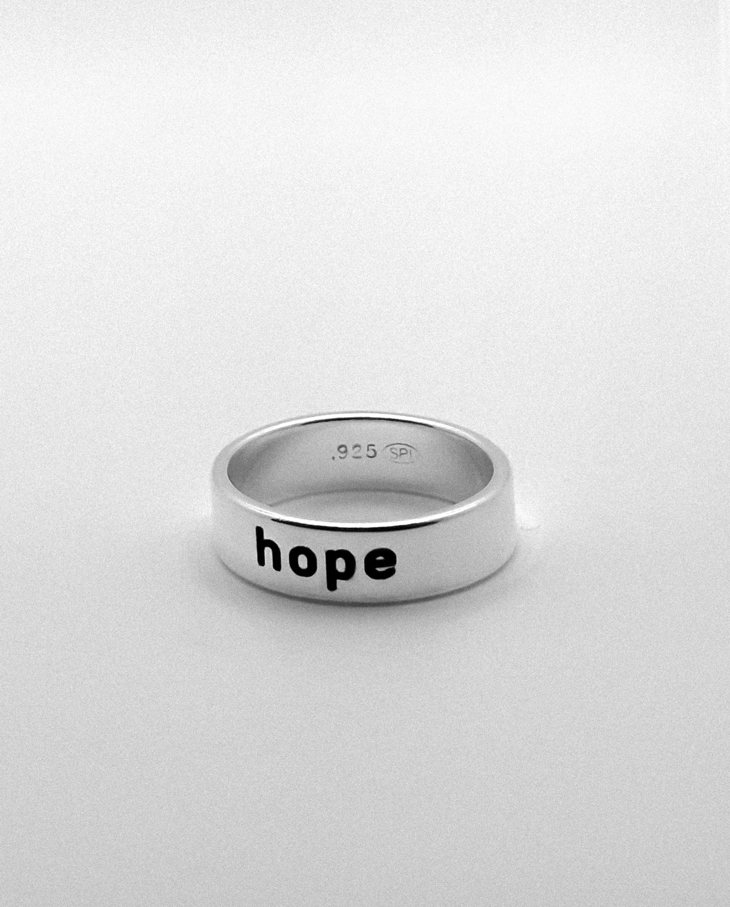 Silver Ring 6mm Engraved "hope"