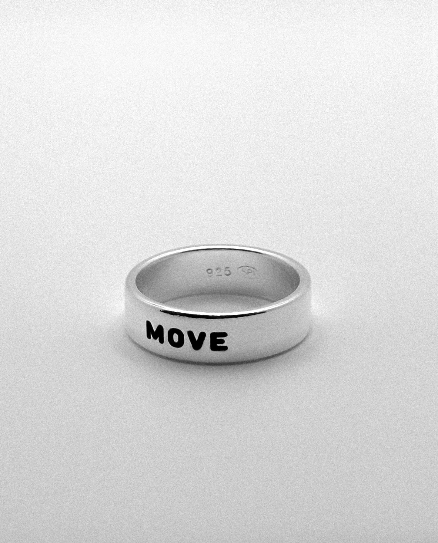 Silver Ring 6mm Engraved "MOVE"