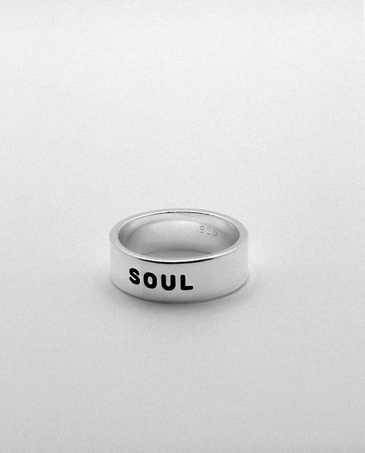 Silver Ring 6mm Engraved "SOUL"