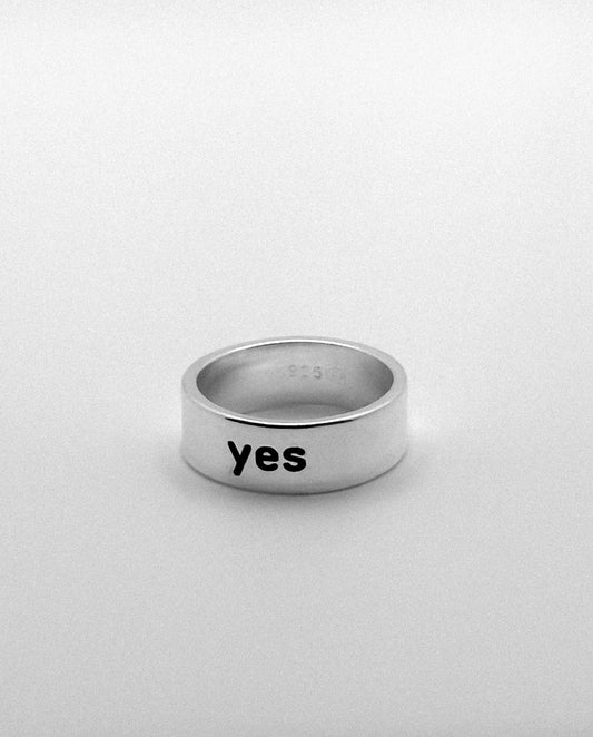 Silver Ring 6mm Engraved "yes"